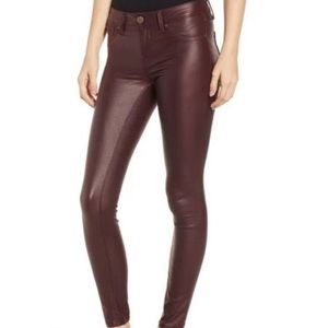 1822 Denim Size 4 Burgundy Pleather Skinny Pant excellent like new condition